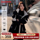 鴨鴨（YAYA）羽絨服女中長款2025冬季新款加厚連帽工裝撞色韓版派克服保暖外套 黑色 S
