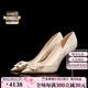 Ebonka主紗婚鞋女款2025新款平時(shí)可穿水晶高跟鞋法式結(jié)婚婚紗新娘鞋閃鉆 [可拆卸水鉆扣]香檳金色(8.5c 37