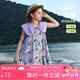 ASK JUNIOR滿(mǎn)印花朵公主裙女童夏時(shí)髦蝴蝶結領(lǐng)時(shí)尚潮流兒童裙子 紫色 140