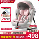Heekin德國 兒童安全座椅汽車用0-4-12歲嬰兒寶寶360度旋轉ISOFIX硬接口 尊享粉(遮陽棚+上拉帶+側保護)