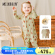 Milkbarn春秋嬰兒連體衣服寶寶秋季哈衣嬰幼兒外出爬服兩件裝 深秋松果-松果棕 80cm (12-18月-參考身高73-80cm)