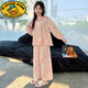 G.DUCKKIDS兒童睡衣女童棉長(zhǎng)袖薄款家居服套裝7夏季8新款女孩大童裝公主碎花 粉色aegomqq 160 cm