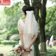嵐束新娘頭紗求婚領(lǐng)證結婚登記婚紗頭飾蝴蝶結雙層網(wǎng)紗婚禮拍照道具 素紗大蝴蝶結60cm【發(fā)夾款】