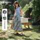 Olrain歐芮兒藍(lán)色綁帶上衣碎花半裙套裝女夏季2025新款時尚兩件套 藍(lán)色 M