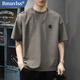 Bmuvlss輕奢男裝高檔品牌簡(jiǎn)約圓領(lǐng)短袖T恤男2025夏季i純色半袖寬松體恤男 灰色 XL 諫議體重145-160斤
