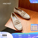 NINE WEST/玖熙通勤樂(lè)福鞋反絨豆豆鞋女鞋 NF438016SK 杏色37