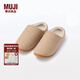 無印良品（MUJI）男女通用 羊毛混貼合腳型拖鞋 棉拖鞋秋冬季男鞋女鞋 JKAI0A4A 煙熏黃色 275mm XL/45碼（2.0）