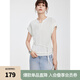 ELLE法式設(shè)計(jì)感拼接優(yōu)雅T恤女2025夏季新款時(shí)尚通勤小眾別致短袖 白色 L