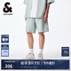 杰克·瓊斯（JACK&JONES）新款男士舒適彈力字母貼布休閑牛仔短褲男裝224343001 E42 中牛仔藍(lán) M （175)