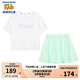 Skechers斯凱奇童裝女童針織短袖短裙夏季套裝兒童戶外舒適T恤衫P224G043 亮白色/0019 165 cm