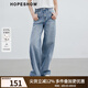 紅袖奧萊夏季2024新款女裝復古做舊一?？壑蓖才Ｗ醒?淺牛仔藍070 XL