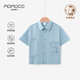 瑪米瑪卡 MOMOCO男童夏裝襯衫夏季純棉時(shí)尚純色印花襯衫 藍(lán)色  90 