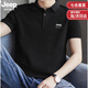 吉普（JEEP）刺繡短袖POLO衫t恤男寬松翻領(lǐng)春夏季純色棉質(zhì)商務(wù)休閑男士半袖t恤 8836黑色 XL (建議130-145斤)