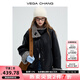 VEGA CHANG皮衣外套女2025秋冬新款翻領(lǐng)機(jī)車風(fēng)單排扣撞色皮毛一體 機(jī)車黑 M