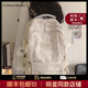 CRTNZO KROEZ輕奢小c&k書(shū)包初中高中大容量雙肩包女大學(xué)生背包高顏值書(shū)包簡(jiǎn)約 米白色-送女友老婆實(shí)用高級感