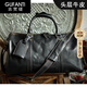 古梵緹（GUFANTI）真皮頭層牛皮旅行包男士大容量健身行李包時(shí)尚短途旅游父親節禮物 【黑色帶鞋艙】真頭層牛皮