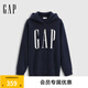 Gap【情人節(jié)】男女裝秋季新款印花抓絨寬松運(yùn)動(dòng)連帽衫衛(wèi)衣786920 海軍藍(lán) L (175/96A) 亞洲尺碼