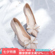 ZHR高跟鞋女優(yōu)雅法式細跟女鞋水晶婚鞋女氣質(zhì)單涼鞋女 Y716 香檳 37