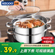 科固（KEGOO）單層蒸鍋煲湯火鍋鍋具28cm 燃?xì)庠铍姶艩t燉煮通用不銹鋼粥鍋KG117