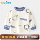 優(yōu)奇寶寶秋衣嬰兒純棉印花復古純棉卡通兒童春秋內(nèi)衣打底童裝肩開T恤