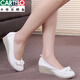 卡帝樂(lè )鱷魚(yú)（CARTELO）護士鞋白色坡跟淺口真皮牛筋底女士美容鞋中跟媽媽單鞋休閑鞋 白色 33
