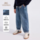 英氏（YEEHOO）男童牛仔褲兒童褲子中大童裝長(cháng)褲寬松時(shí)尚百搭春 淺藍 170