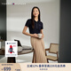 TOMMY HILFIGER春夏女裝氣質(zhì)休閑通勤織帶松緊腰邊中長百褶A字半身裙33439 卡其色AEG M 36