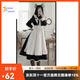 COZOK女仆裝長(cháng)裙女仆裝大碼長(cháng)款男穿女裝大佬洛麗塔動(dòng)漫CO女傭服Cospla 黑色長(cháng)款套裝+黑絲 XL