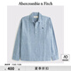 ABERCROMBIE & FITCH男裝25春夏新款經(jīng)典小麋鹿老錢風亞麻混紡長袖襯衫KI125-5180 藍色 S (175/92A)
