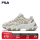 FILA 斐樂(lè )女鞋魚(yú)刺2代老爹鞋反光休閑鞋時(shí)尚復古厚底增高鞋運動(dòng)鞋女 銀云/羽毛灰-SF 37.5