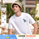 哈吉斯（HAZZYS）男裝 夏季休閑重磅大Logo寬松圓領(lǐng)短袖T恤男ASTZE0CBX70 白色WT L （175/96A 48）
