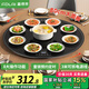 富得萊 加熱板暖菜板家用多功能餐桌轉(zhuǎn)盤 飯菜保溫板  恒溫?zé)岵税?電熱板 圓形黑色80cm