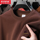 NVWNK新疆棉100%純棉長(cháng)袖t恤男春秋新款寬松休閑圓領(lǐng)衛衣男薄打底衫潮 248-咖色 3XL 建議180-210斤
