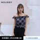 moussy 女裝新品文藝港風多穿法格紋吊帶上衣女028HAZ30-0411 025花紋黑色 S