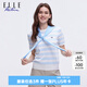 ELLE ACTIVE披肩條紋毛織T恤女裝夏季新款透氣冰爽短袖可拆卸披肩撞色針織衫 白/藍(lán)色 2XL