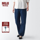 無印良品（MUJI）女式 牛仔 直筒褲 純棉休閑長褲子女款 全棉秋季丹寧回潮 藍(lán)色 24inch（160/60A）