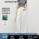 紅袖天絲棉休閑褲2025夏季新款女裝氣質(zhì)壓褶顯瘦質(zhì)感寬松百搭闊腿長褲 本白001 M