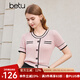 百圖betu女裝春夏新款名媛小香風(fēng)短袖圓領(lǐng)套頭針織毛衫2402T08 粉紅 L