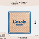 蔻馳（COACH）奧萊女士經(jīng)典標(biāo)志草書體COACH文字印花絲巾方巾圍巾禮物 淺卡其色/藍(lán)色
