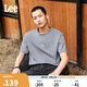 Lee25春夏新品舒適版漸變印花Logo男女同款短袖T恤潮 石灰色 L 