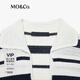 MO&Co.針織衫2025夏新品法式POLO開襟V領(lǐng)干爽輕薄短款短袖MBE2SWT025 藍白條色 XS /155