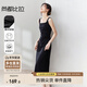 尚都比拉法式連衣裙女夏天赫本風(fēng)氣質(zhì)A字裙抽褶收腰顯瘦背帶裙 黑色 XL