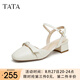 他她（TATA）氣質(zhì)包頭涼鞋女粗跟通勤優(yōu)雅涼鞋外穿夏新款7SG15BH4 白色 36