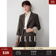 ELLE復古撞色拼接印花西裝外套女2025冬季新款設計感通勤廓形西服 咖色 S