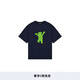 WE11DONE【明星同款】中性男女同款經(jīng)典小熊印花圓領(lǐng)寬松短袖T恤 深藍(lán)色 L