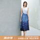顏域撞色拼接夏季連衣裙女2025新款高級(jí)感獨(dú)特設(shè)計(jì)感過膝氣質(zhì)長(zhǎng)裙 藍(lán)花 M