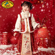 G.duck漢服女童冬裝寶寶中國風(fēng)明制長(cháng)裙套裝小女孩古裝新年裝過(guò)年拜年服 宮墻雪-上衣+裙子+圍巾 140
