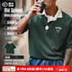 馬登工裝撞色polo領(lǐng)短袖美式復(fù)古刺繡打底衫學(xué)院風(fēng)翻領(lǐng)重磅t恤男夏 深綠色 版型寬松 L