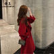 春乏2025秋冬中長(cháng)款設計感雙面絨毛呢外套女西裝領(lǐng)學(xué)生小個(gè)子呢子大衣 紅色 M 建議115-125斤