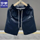 羅蒙（ROMON）高端冰絲短褲男士夏季美式休閑戰(zhàn)馬刺繡輕奢簡約五分褲歐美外穿 藏青 XL 建議體重體重135-150斤
